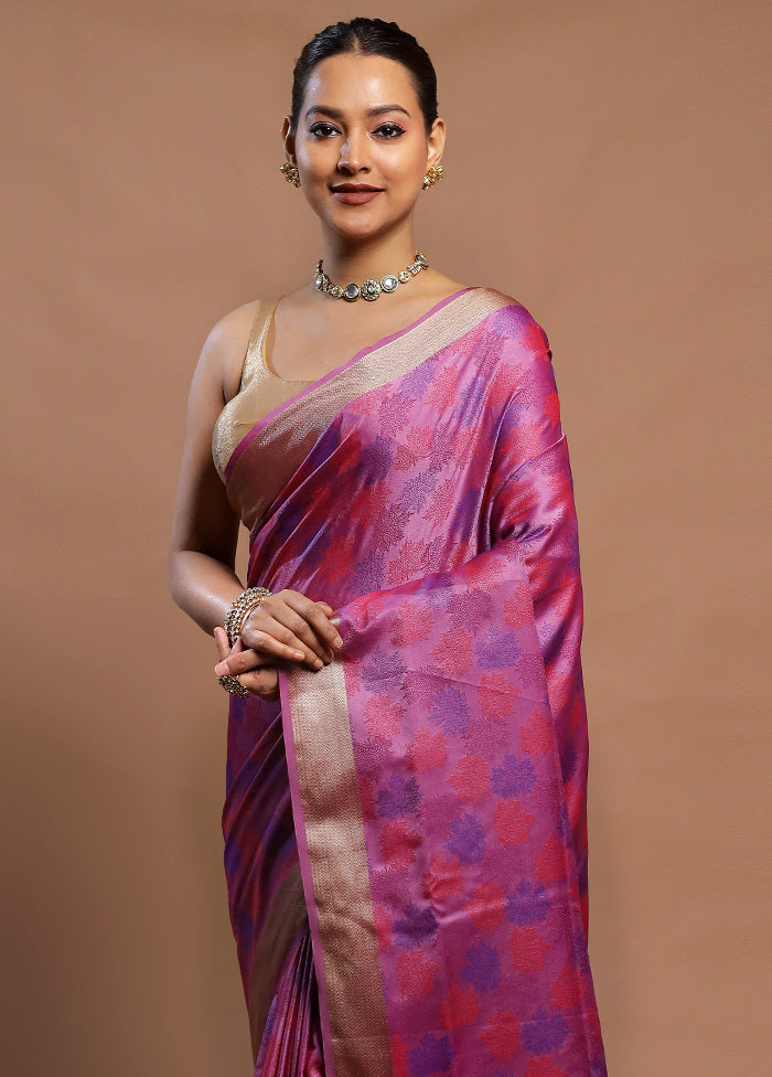 Purple Kanjivaram Silk Saree With Blouse Piece