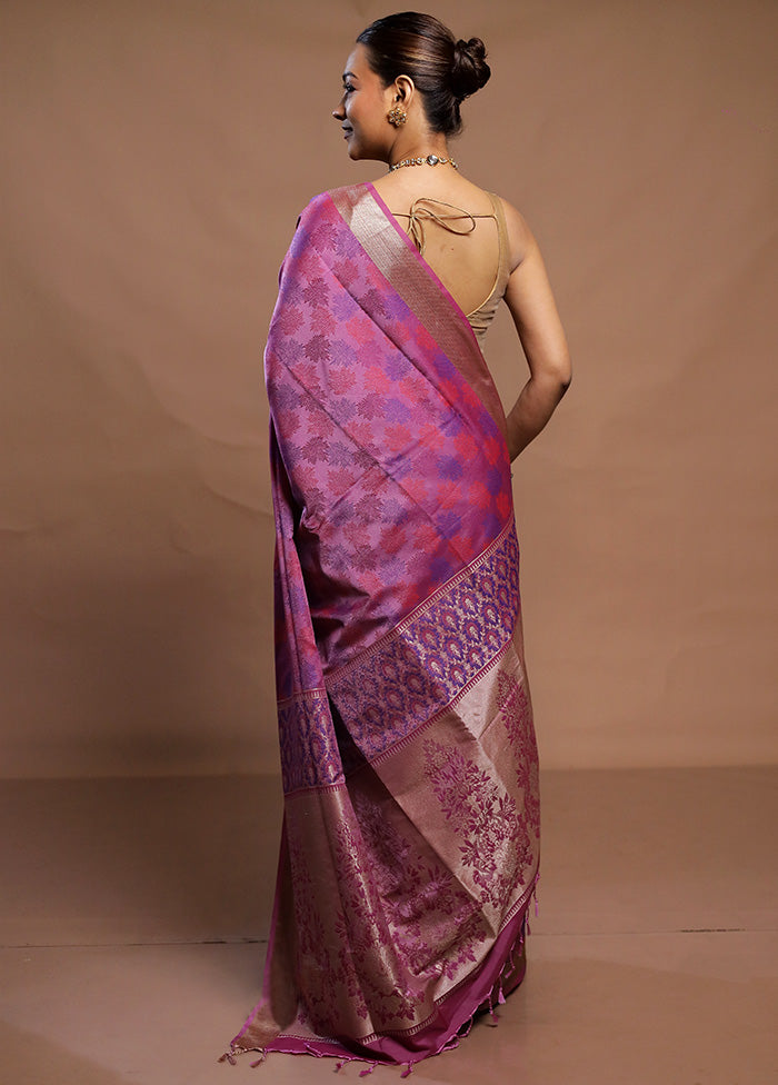 Purple Kanjivaram Silk Saree With Blouse Piece