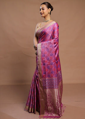 Purple Kanjivaram Silk Saree With Blouse Piece