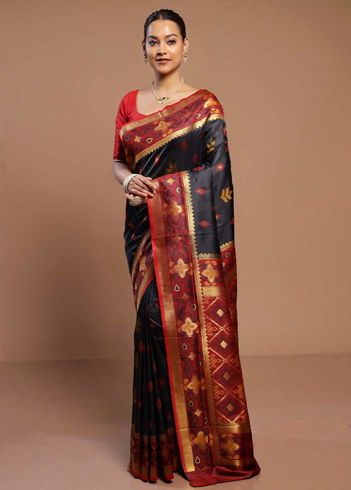 Black Dupion Silk Saree With Blouse Piece