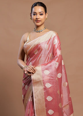 Pink Tissue Silk Saree With Blouse Piece