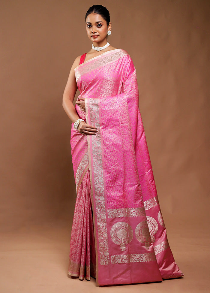 Pink Tanchoi Silk Saree With Blouse Piece