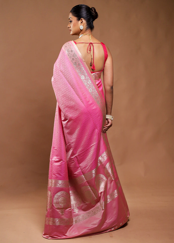 Pink Tanchoi Silk Saree With Blouse Piece