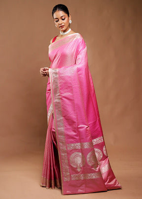 Pink Tanchoi Silk Saree With Blouse Piece