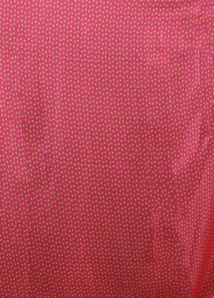 Pink Printed Pure Silk Saree Without Blouse Piece