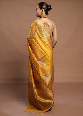 Yellow Tussar Silk Saree With Blouse Piece