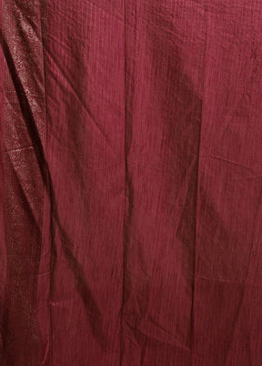 Maroon Dupion Silk Saree With Blouse Piece