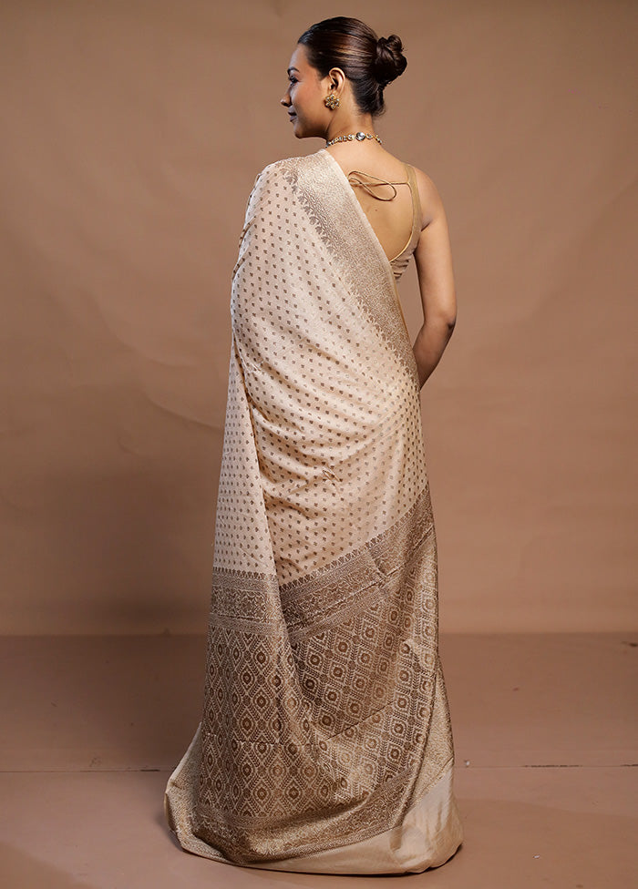 Cream Dupion Silk Saree With Blouse Piece