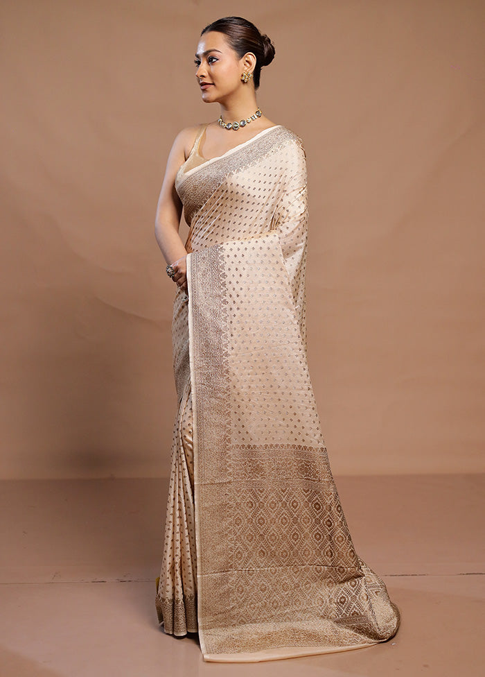 Cream Dupion Silk Saree With Blouse Piece