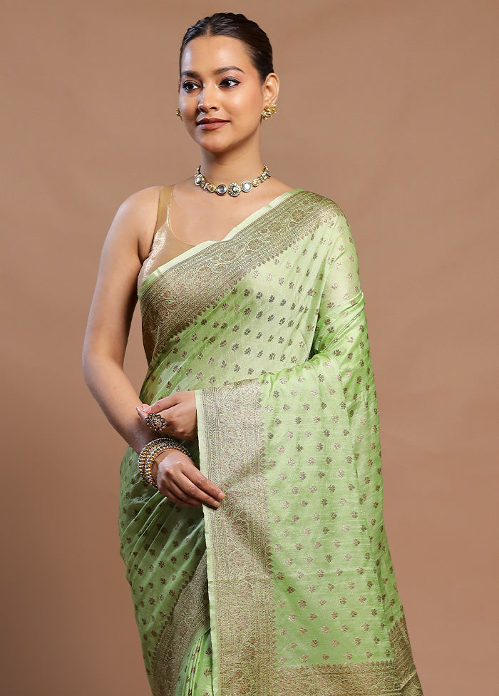 Green Dupion Silk Saree With Blouse Piece