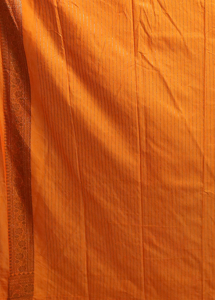 Orange Dupion Silk Saree With Blouse Piece