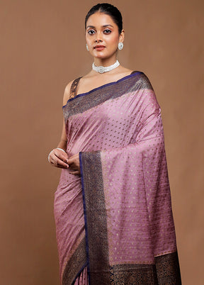 Purple Dupion Silk Saree With Blouse Piece