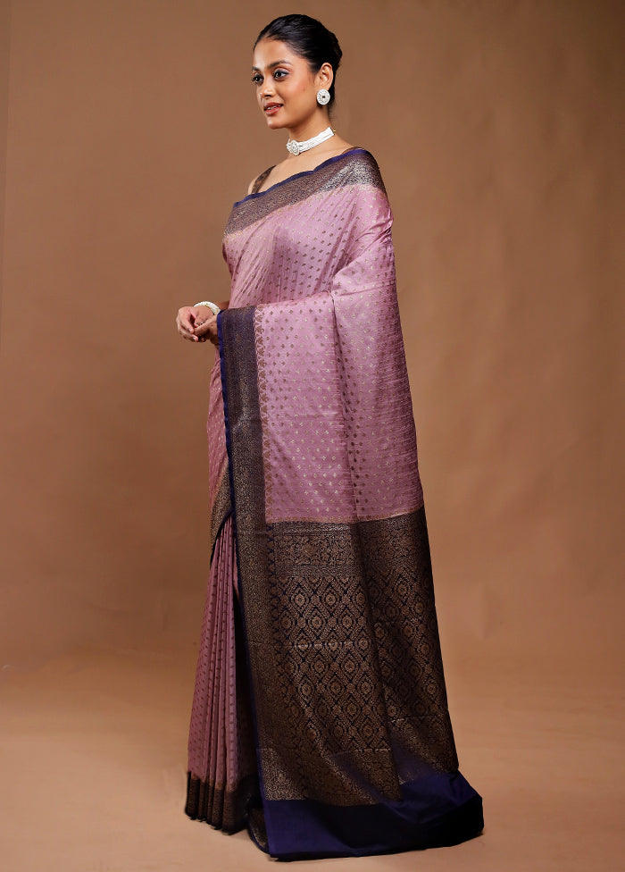 Purple Dupion Silk Saree With Blouse Piece