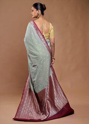 Green Dupion Silk Saree With Blouse Piece