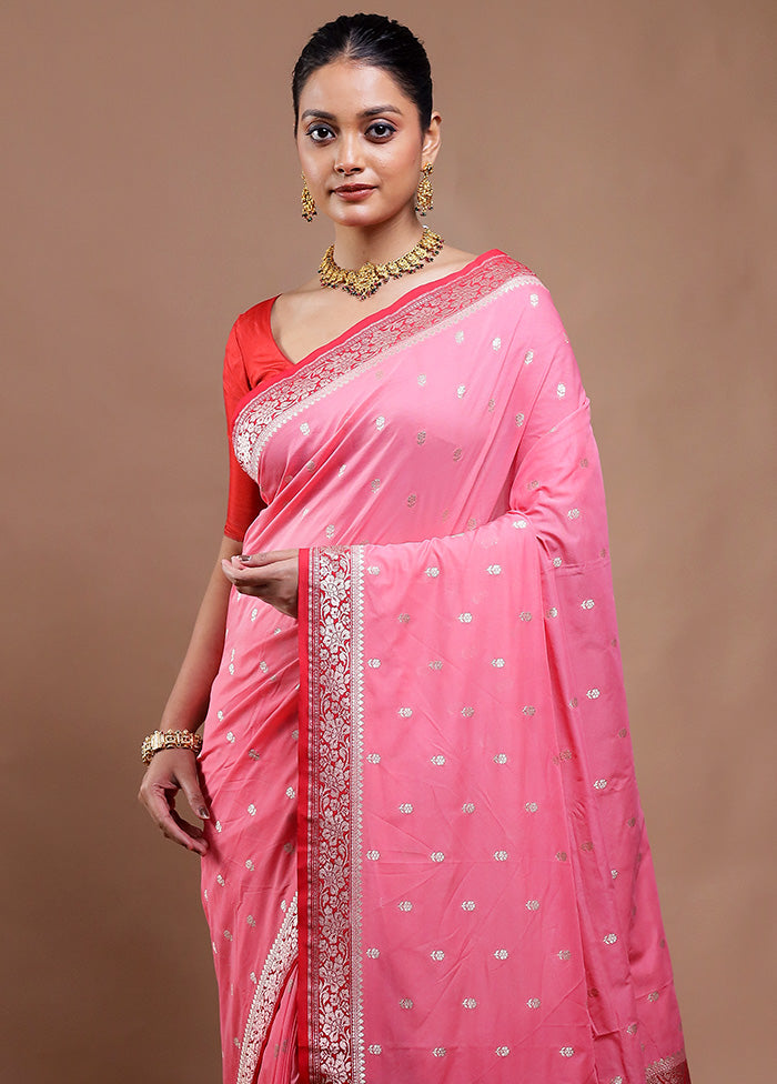 Pink Dupion Silk Saree With Blouse Piece