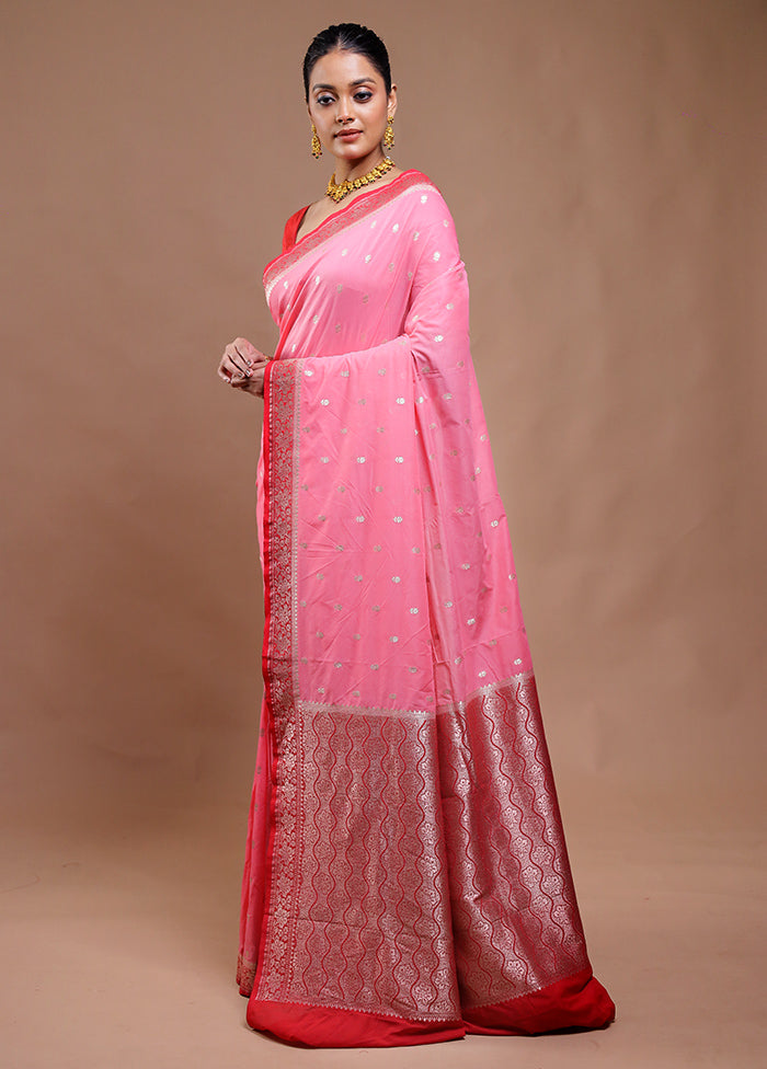 Pink Dupion Silk Saree With Blouse Piece