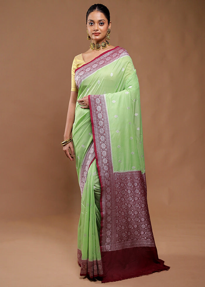 Green Dupion Silk Saree With Blouse Piece