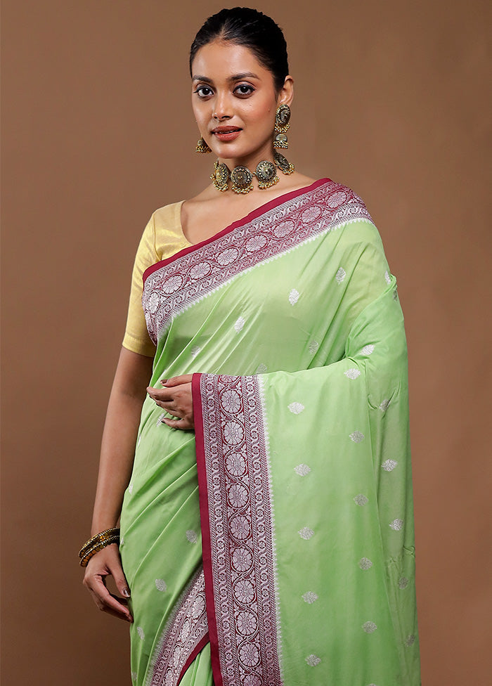 Green Dupion Silk Saree With Blouse Piece