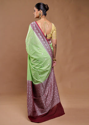 Green Dupion Silk Saree With Blouse Piece