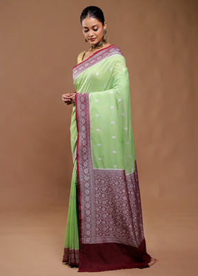 Green Dupion Silk Saree With Blouse Piece