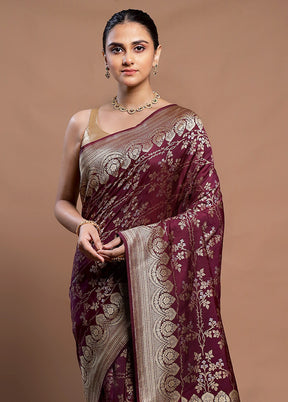 Purple Katan Silk Saree With Blouse Piece