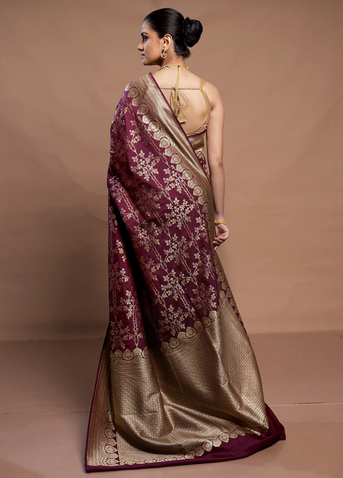 Purple Katan Silk Saree With Blouse Piece