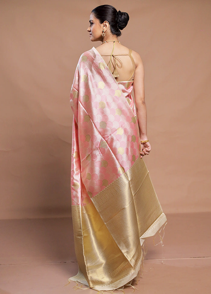 Pink Tussar Silk Saree With Blouse Piece