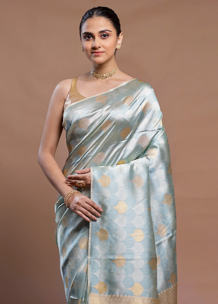 Green Tussar Silk Saree With Blouse Piece