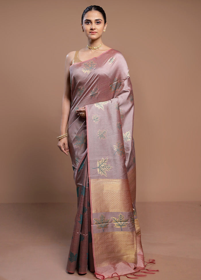 Purple Tussar Silk Saree With Blouse Piece