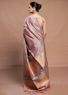 Purple Tussar Silk Saree With Blouse Piece