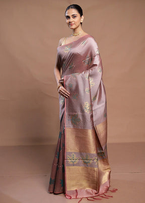 Purple Tussar Silk Saree With Blouse Piece