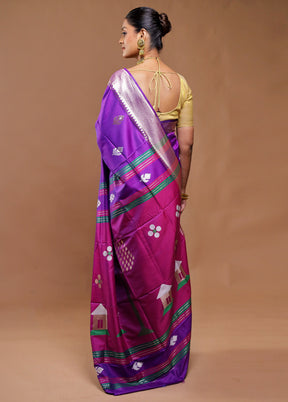 Purple Dupion Silk Saree With Blouse Piece