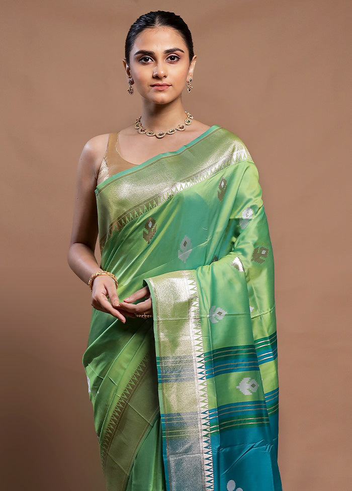 Green Dupion Silk Saree With Blouse Piece