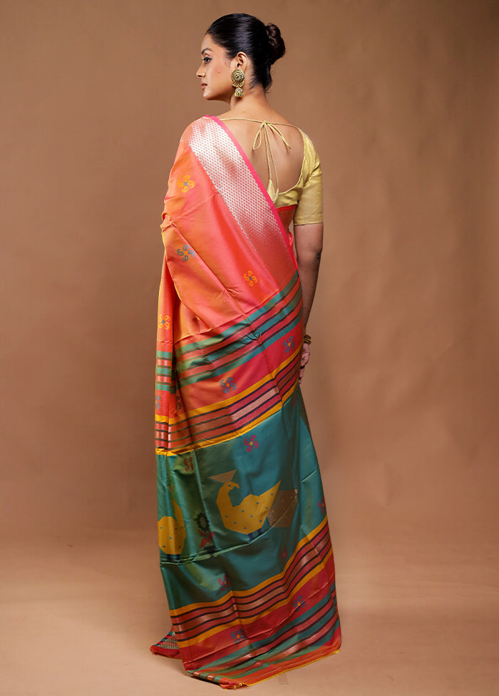 Orange Dupion Silk Saree With Blouse Piece