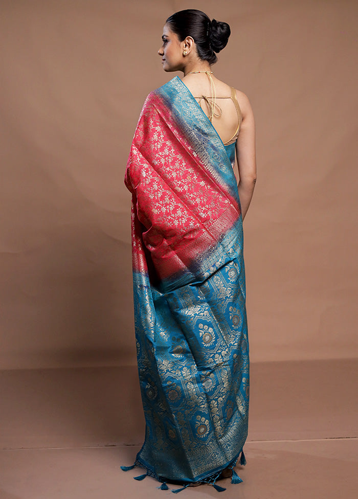 Pink Dupion Silk Saree With Blouse Piece