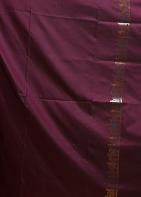 Wine Dupion Silk Saree With Blouse Piece