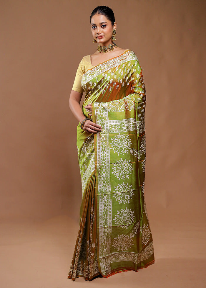 Green Pure Bishnupuri Silk Saree Without Blouse Piece