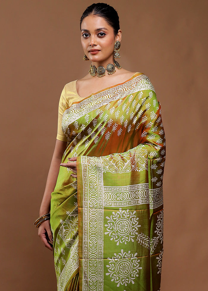 Green Pure Bishnupuri Silk Saree Without Blouse Piece