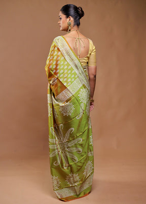 Green Pure Bishnupuri Silk Saree Without Blouse Piece