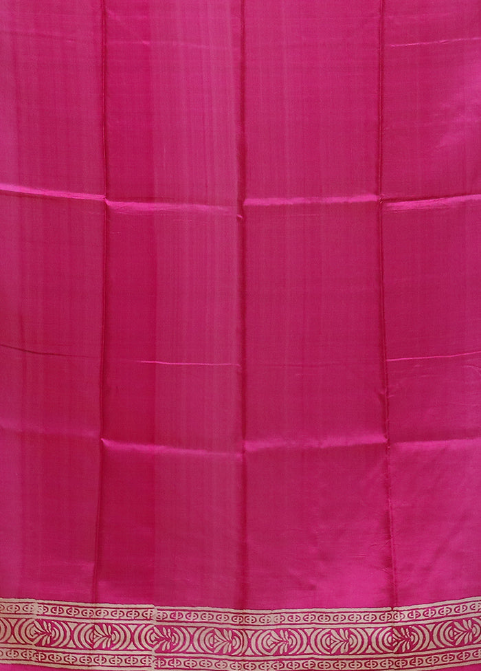 Pink Pure Bishnupuri Silk Saree Without Blouse Piece