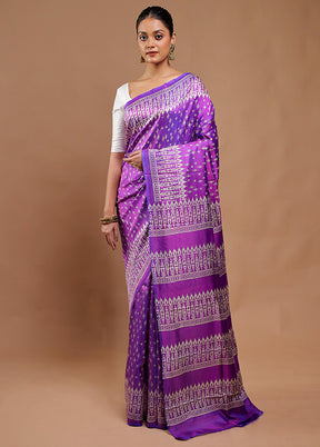 Purple Pure Bishnupuri Silk Saree Without Blouse Piece