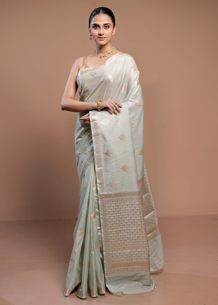 Green Dupion Silk Saree With Blouse Piece