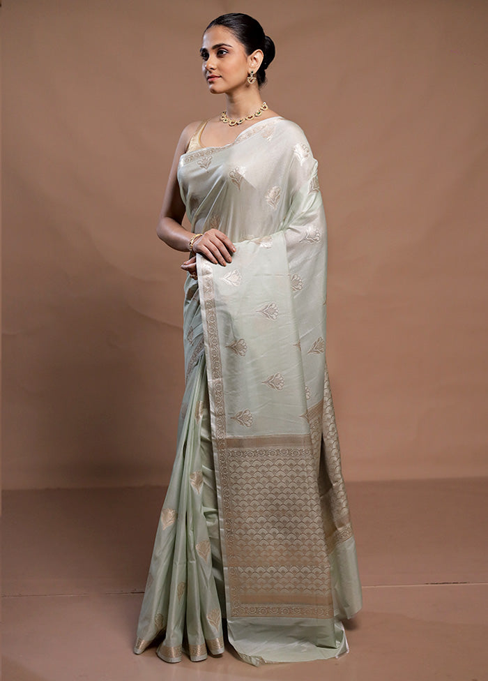 Green Dupion Silk Saree With Blouse Piece