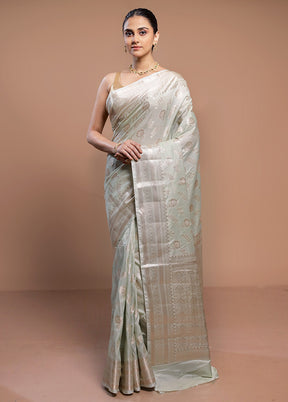 Green Dupion Silk Saree With Blouse Piece