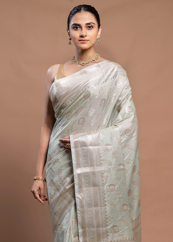 Green Dupion Silk Saree With Blouse Piece