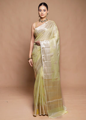 Green Dupion Silk Saree With Blouse Piece