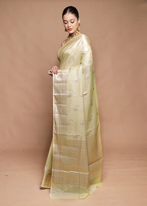 Green Dupion Silk Saree With Blouse Piece