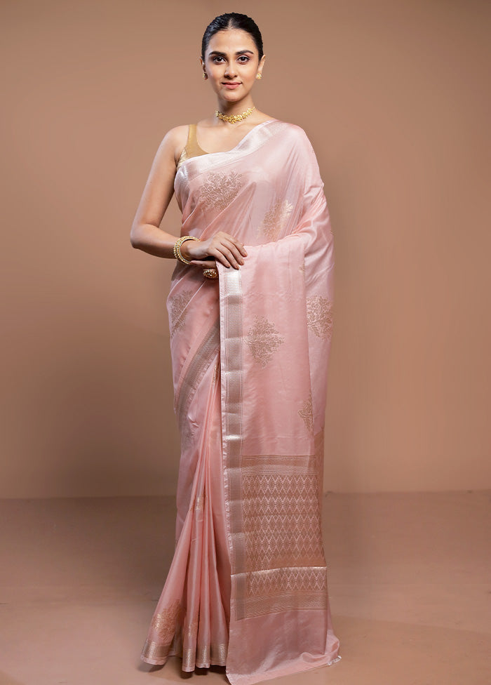 Pink Dupion Silk Saree With Blouse Piece