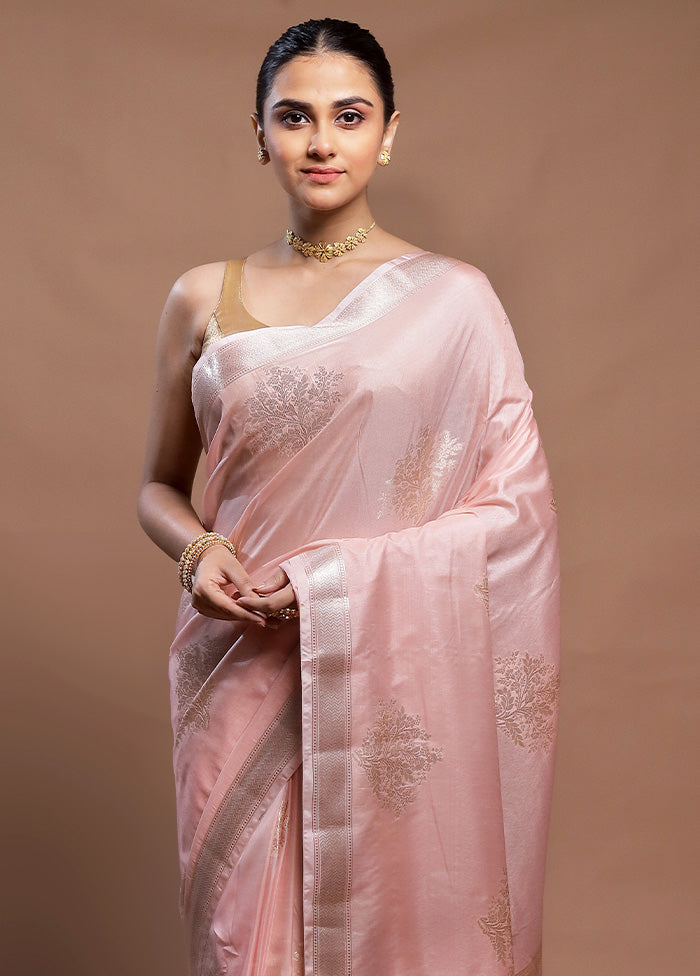 Pink Dupion Silk Saree With Blouse Piece