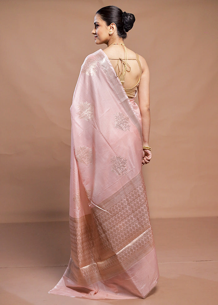 Pink Dupion Silk Saree With Blouse Piece